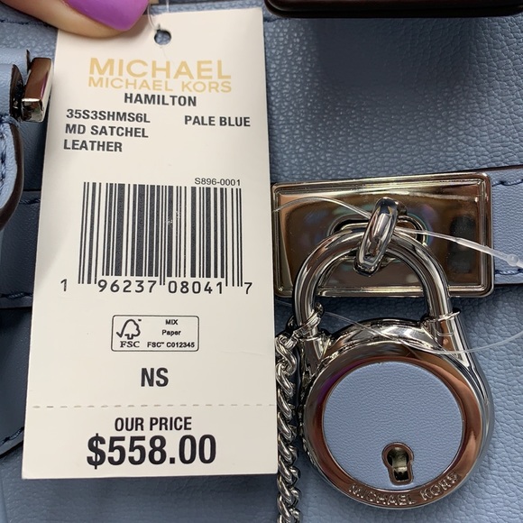 MICHAEL KORS HAMILTON MEDIUM SATCHEL PALE BLUE COLOR - Picture 16 of 16